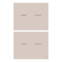 A layout showing two vertically stacked title pages on a light taupe background. Each page displays the text ZOE LEONARD on the left and Al río / To the River on the right. The top page is marked with the Roman numeral I, and the bottom page is marked with II.