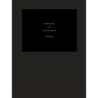 A dark, minimalist image showing the title card for a work. Light-colored, thin, all-caps text is centered on a black background and reads: An American Index of the Hidden and Unfamiliar, by Taryn Simon.