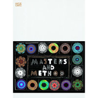 The cover for Masters and Method, with the title in a hand-drawn font on a black background, framed by a grid of colorful, intricate, circular designs.