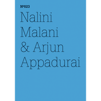 A minimalist light blue cover for publication Nº023, featuring the names Nalini Malani & Arjun Appadurai in a thin, black serif font.