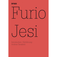 The book cover for Furio Jesi, N°069. The text is in a thin, black serif font on a reddish-orange background.