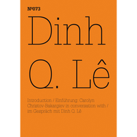 The cover of issue Nº073, featuring the name Dinh Q. Lê in a thin black font on a vibrant orange background.