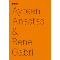 An orange book cover with the words Nº089, Ayreen Anastas & Rene Gabri in a thin black font.