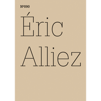 A beige book cover for Éric Alliez, featuring large, thin, black typography.
