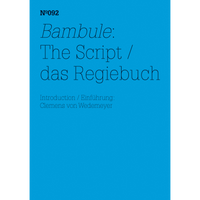 The book cover for Bambule: The Script / das Regiebuch, with thin black typographic text on a bright blue background.