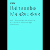 The cover for N°079, Raimundas Malašauskas, featuring thin black text on a bright cyan background.