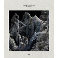 The cover for Mapping the Limits of Space by Dan Holdsworth, featuring a digital, mesh-like rendering of a rocky mountain range on a light gray, textured background.