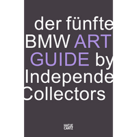 The dark gray cover of the book der fünfte BMW ART GUIDE by Independent Collectors, with the words ART and GUIDE in a light purple font.