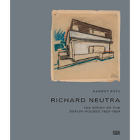 A charcoal and pastel sketch of a modernist house on the grey cover of the book Richard Neutra: The Story of the Berlin Houses 1920-1924.