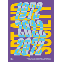 A purple book cover with the years 1972 and 2022 in wavy blue and grey type layered over the name Otl Aicher, which is spelled out vertically in bold yellow letters.