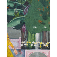 The book cover for Ragamala, featuring a detail from an Indian miniature painting of a hand holding a rose in a lush garden with a fountain.