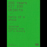 A book cover with a bright green woven texture and thin purple text that reads, 200 Years KIT 100 Objects.