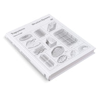 A white hardcover book by Heino Engel titled Tragsysteme and Structure Systems, resting on a white background. The cover features a grid of black-and-white technical line drawings depicting various complex architectural structures and frameworks.