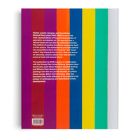 The back cover of a book about the artist Richard Paul Lohse, set against a white background. The cover art is an abstract design of vertical stripes in magenta, red, orange, blue, yellow, and green. White text on the left describes the artist and the publication, with an ISBN and barcode at the bottom.