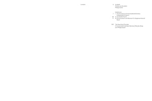 A table of contents page from a publication. The page is titled Content and lists sections with corresponding page numbers, including In Depth, Exhibitions at various Swiss art museums, and The Searching Principle, a conversation between Bernhard Mendes Bürgi and Philipp Kaiser.