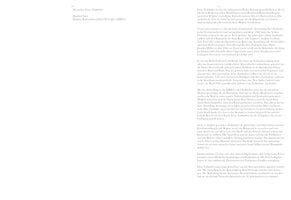 A two-page spread from a book written in German. The left page, numbered 14, has a title and author's name at the top with a large amount of white space below. The right page, numbered 15, is a full column of text.