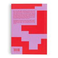 The back cover of a book with a bold geometric pattern in bright red and lavender. A block of red text on a lavender background provides a summary of the artist Paula Rego's work. At the bottom, there is an ISBN, a barcode, and the publisher's website.