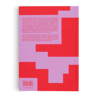The back cover of a book with a bold, abstract design of interlocking T-shapes in red and light purple. A block of German text about the artist Paula Rego is in the upper left corner. The bottom left corner shows the ISBN, a barcode, and the publisher's website.
